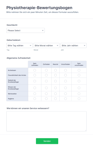 Physiotherapie Bewertungsbogen