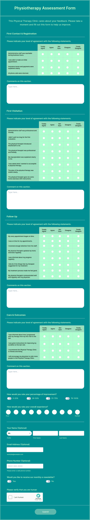 Physiotherapy Assessment Form Template