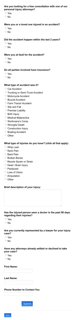 Personal Injury Attorney Consultation Form Template