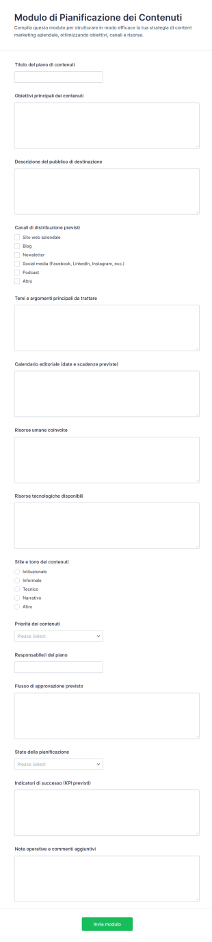Piano Di Marketing Contenuti Survey