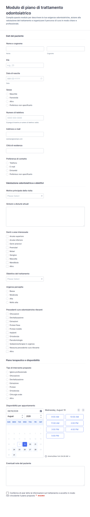 Piano Di Trattamento Odontoiatrico