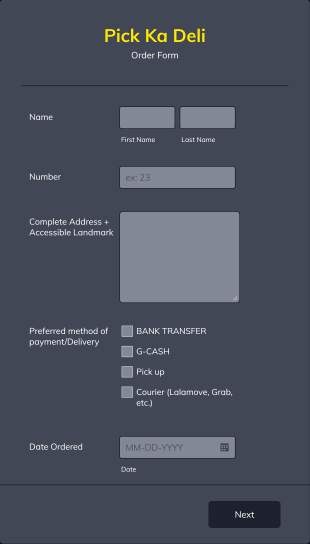 Pick Ka Deli Order Form Template