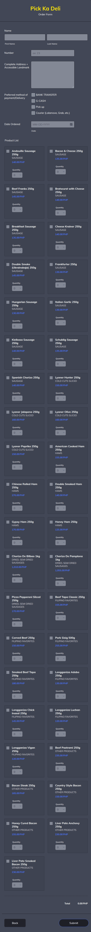 Pick Ka Deli Order Form Template
