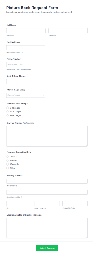 Picture Book Request Form Template