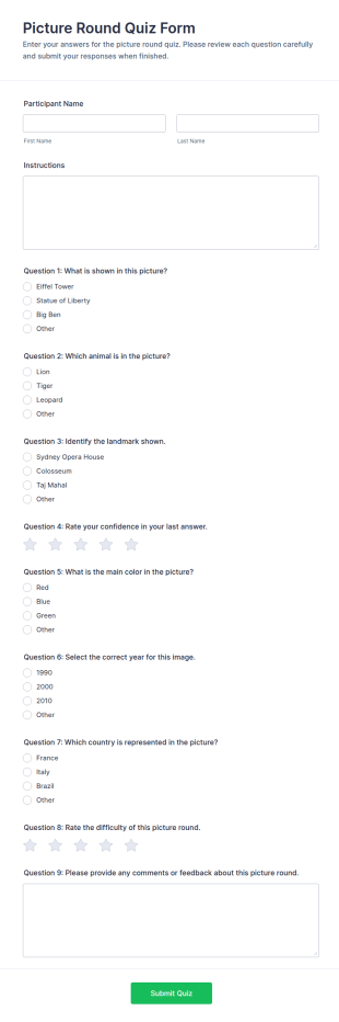Picture Round Quiz Form Template