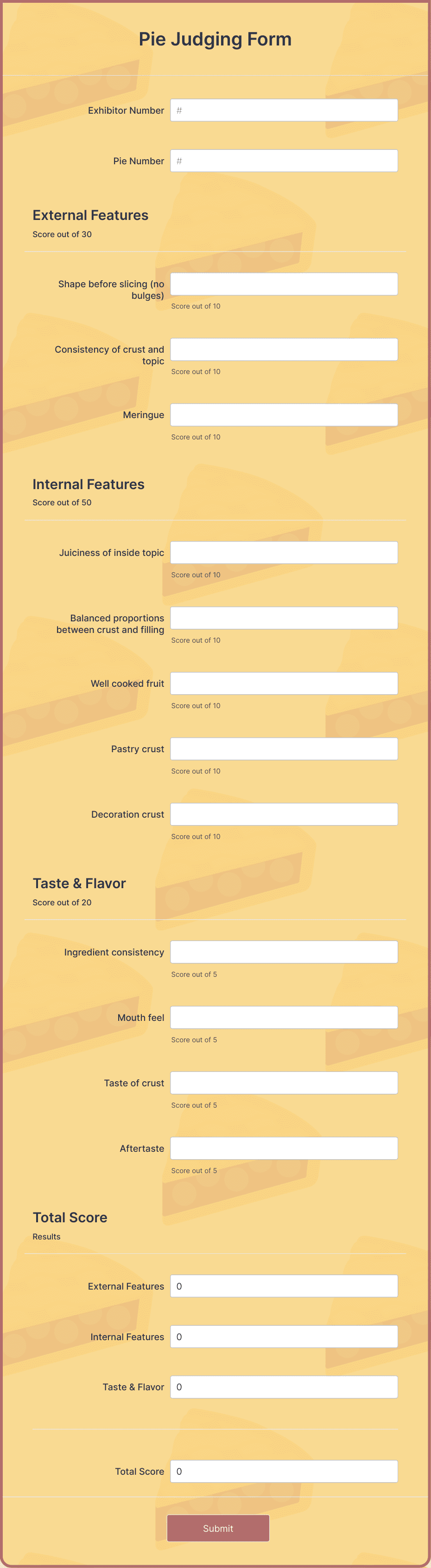 Pie Judging Form Template Jotform