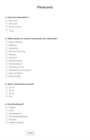 Pikakysely Form Template