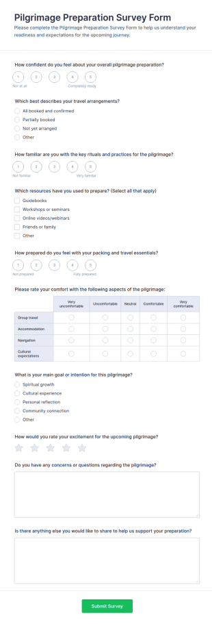 Pilgrimage Preparation Survey Form Template