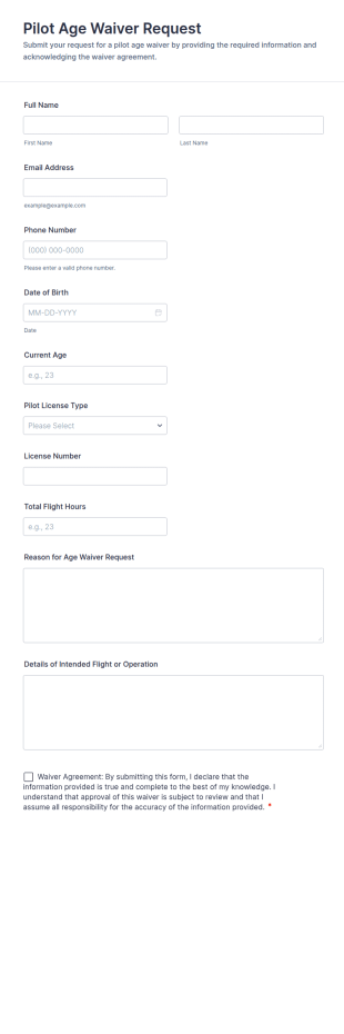 Pilot Age Waiver Request Form Template