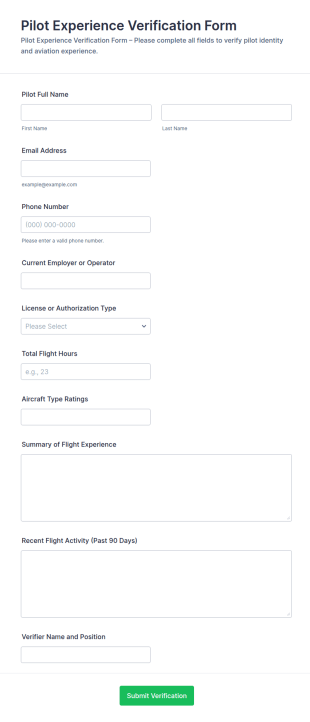 Pilot Experience Verification Form Template