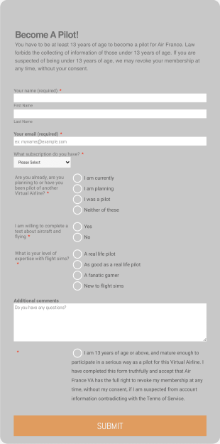 Pilot Membership Form Template