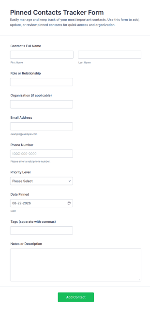 Pinned Contacts Tracker Form Template