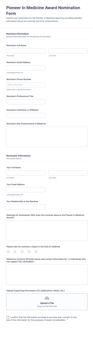 Pioneer In Medicine Award Nomination Form Template