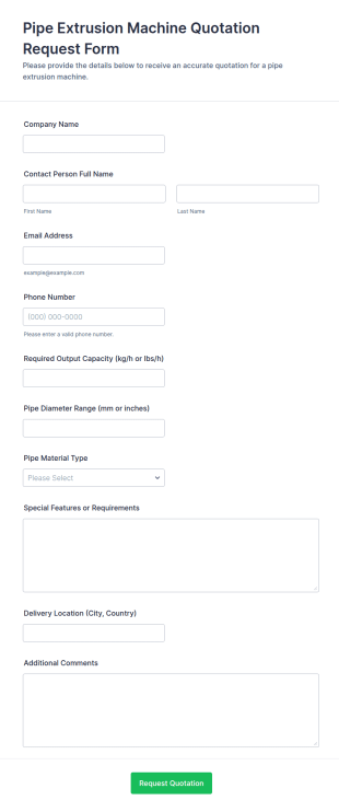 Pipe Extrusion Machine Quotation Request Form Template