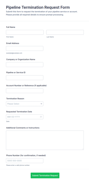 Pipeline Termination Request Form Template
