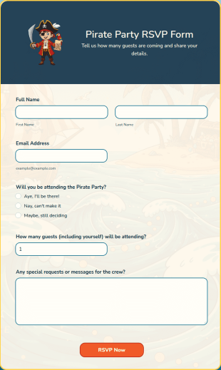 Pirate Party RSVP Form Template