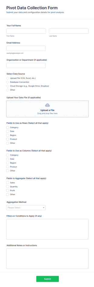 Pivot Data Collection Form Template