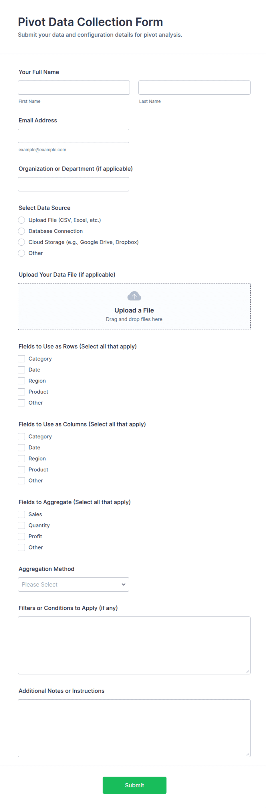 Data Collection Form Stats Pivot Data Collection Form Template | Jotform