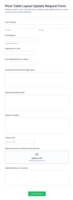 Pivot Table Layout Update Request Form Template