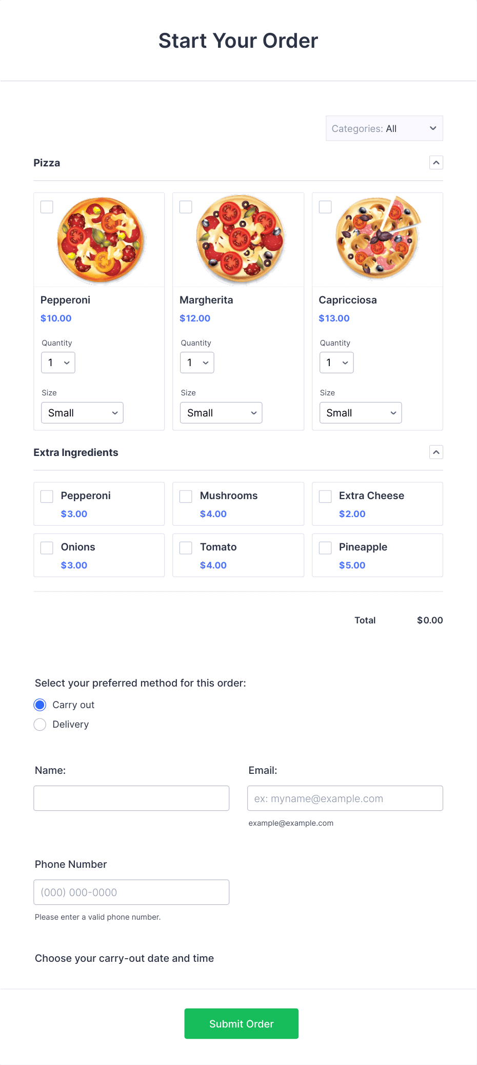 Pizza Hut Order Form Template | Jotform pizza-hut-order-form-template-jotform