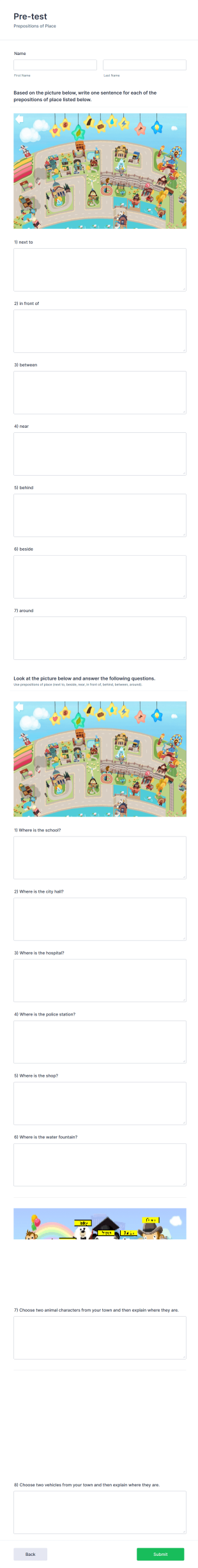 Prepositions Placement Quiz Form Template