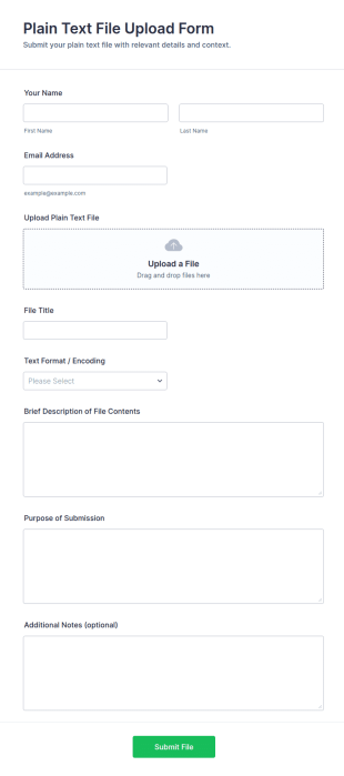 Plain Text File Upload Form Template