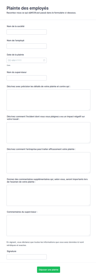 Plainte Des Employés