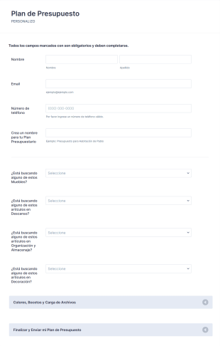 Plan De Presupuesto Form