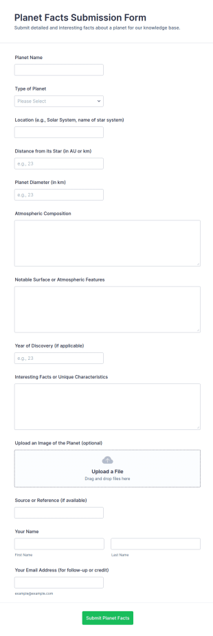 Planet Facts Submission Form Template