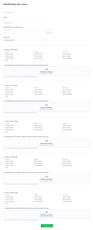 Planification Des Cours Form Template