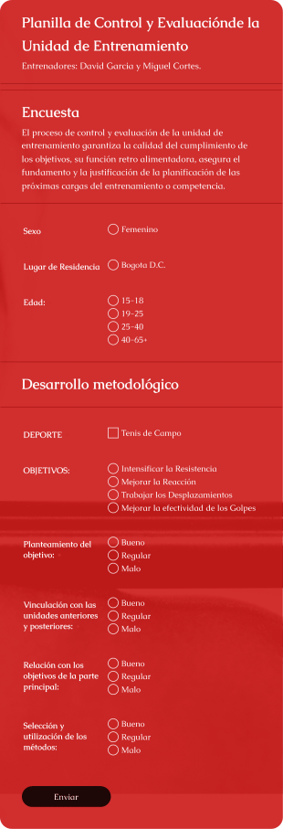 Planilla De Control Y Evaluación De La Unidad De Entrenamiento