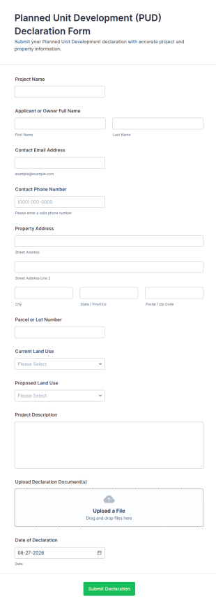 Planned Unit Development (PUD) Declaration Form Template