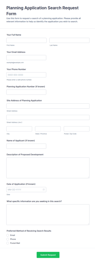 Planning Application Search Request Form Template