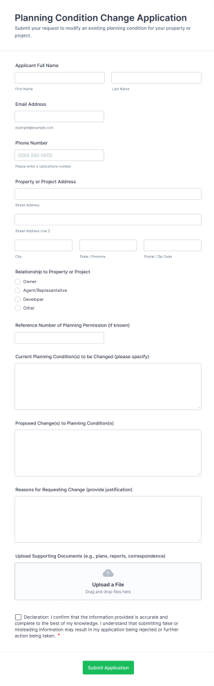 Planning Condition Change Application Form Template