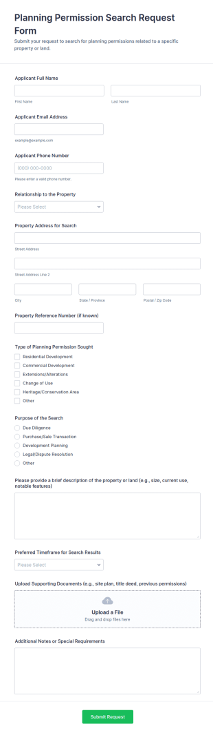 Planning Permission Search Request Form Template