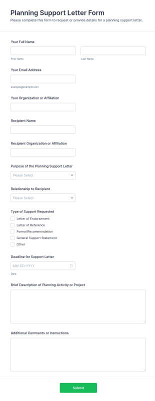 Planning Support Letter Form Template