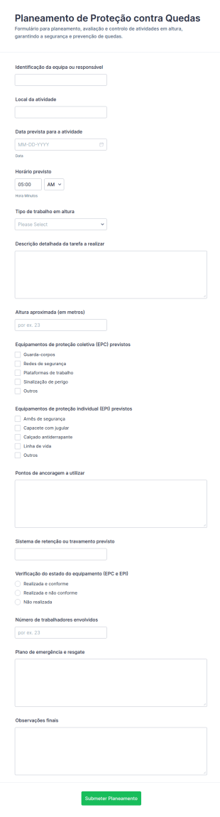 Plano De Proteção Contra Quedas