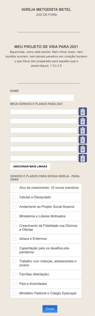 Planos Para 2021 Betel