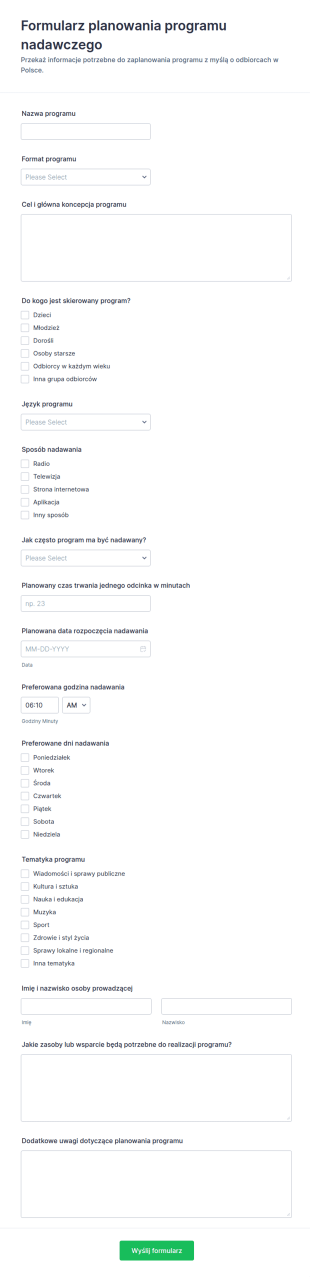 Planowanie Programu Transmisji Form