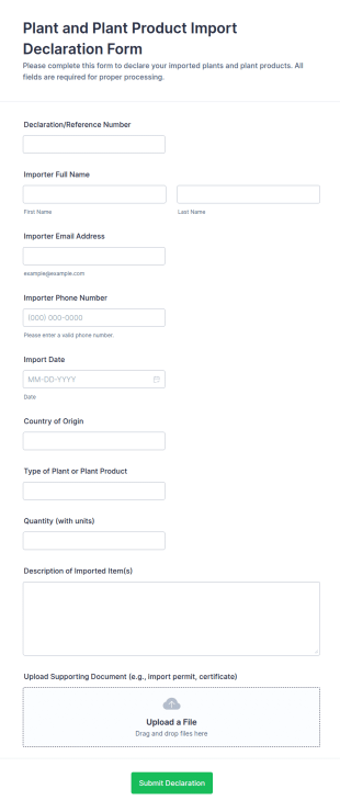 Plant And Plant Product Import Declaration Form Template
