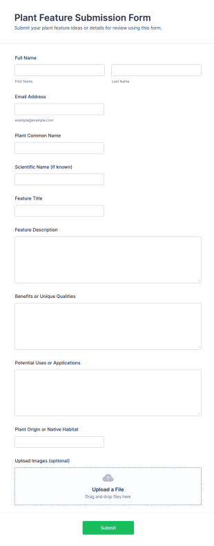 Plant Feature Submission Form Template