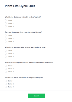 Plant Life Cycle Quiz Form Template