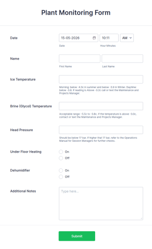 Plant Monitoring Form Template