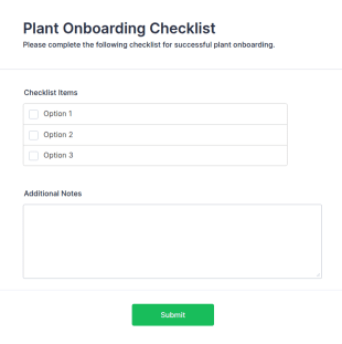 Plant Onboarding Checklist Form Template