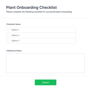 Plant Onboarding Checklist Form Template