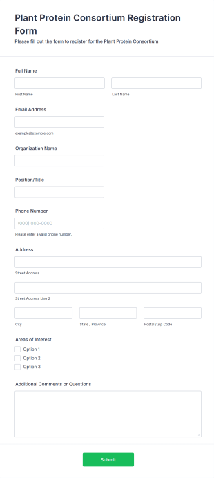 Plant Protein Consortium Registration Form Template