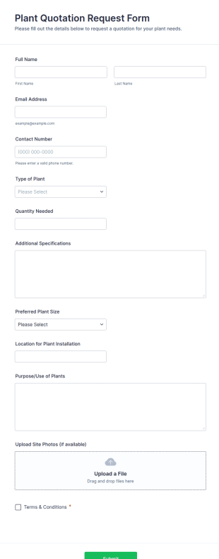 Plant Quotation Request Form Template