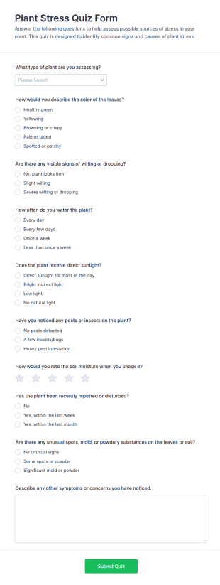 Plant Stress Quiz Form Template