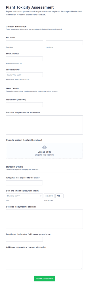 Plant Toxicity Assessment Form Template