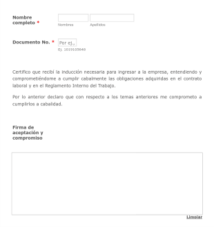 Plantilla De Compromiso Laboral Y Acta De Inducción